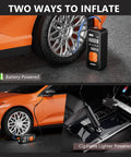 Two ways to power Portable Tire Inflator Air Pump With Digital Pressure Gauge And LED Light, 4X Faster Inflation To 150 PSI