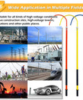 Pro Grade Insulated Rescue Pole Six Point Five Ft High Voltage Rescue Hook next to images of industrial sites