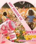Cute Pink Bear Automatic Bubble Gun For Girls Ages 3 4 5 6 7 8 With Music And Mover Maker Blower Machine outdoor sunny scene with bubbles