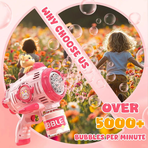 Cute Pink Bear Automatic Bubble Gun For Girls Ages 3 4 5 6 7 8 With Music And Mover Maker Blower Machine outdoor sunny scene with bubbles