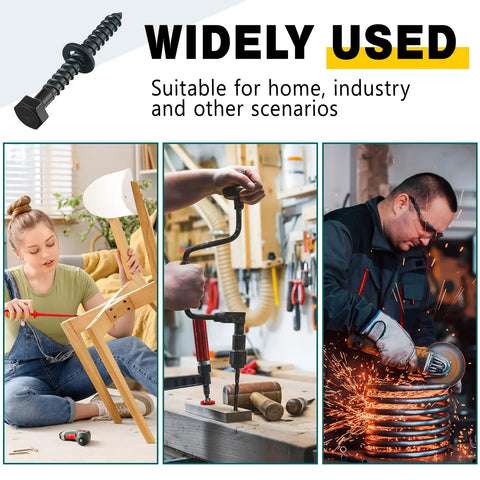 Image showing Heavy Duty Wood Lag Screws Set One Quarter Inch By Two Inch Hex Head Lag Bolts With Washers for furniture, industrial, and home use.
