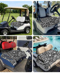 Universal Golf Cart Seat Covers And Towel Blanket 51x31 Inches In Black And Grey in four golf cart settings