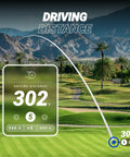 Driving distance display on AI-Powered Golf GPS Speaker With Touchscreen, 40,000 Courses, Visual And Audible Distances.