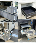 Premium Heavy Duty Full Extension Drawer Slides, 58 Inch hardware with side mount for storage boxes in a van setup.