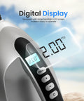 Close-up of Electric Inflatable Paddle Board Pump With 20 PSI High Pressure Auto Shut Off, showing digital PSI display.