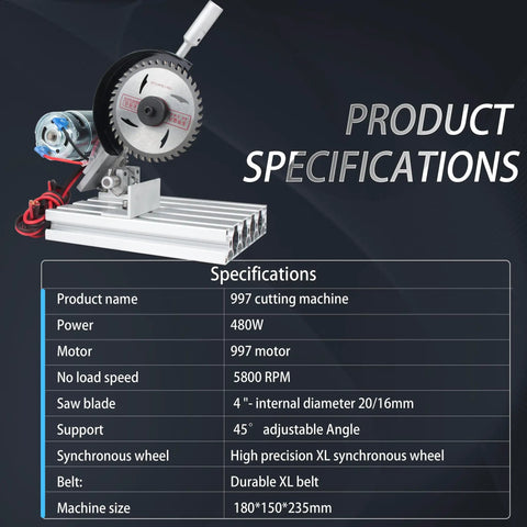 Product specifications of 5 Inch Mini Table Saw For Crafts Portable Multipurpose Cutting Machine 110 220V 0 To 45 Degree Adjustable