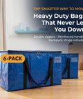 Beefy Heavy Duty Moving Bags Set With Backpack Straps And Sturdy Zippers And Handles Extra Large 86 Liters 23 Gallons Capacity Ideal For Moving