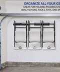 Chair Storage Rack Wall Mounted Organizer And Hanger System For Home And Garage Heavy Duty Steel in garage with folding chairs