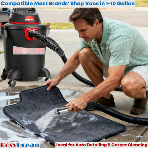 Man using Universal Hand Tool For Truck Mount And Portable Extractor Vacuum Cleaners, Upholstery And Carpet Cleaning Attachment