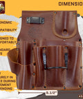 Right Handed Ambassador Series Drywall Pouch Chestnut Brown Top Grain Leather Pro Grade With One Hammer Holder