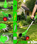 Person using Cordless 3-in-1 Weed Wacker With Dual 2000mAh Batteries, lightweight string trimmer, brush cutter, and lawn edger with wheels