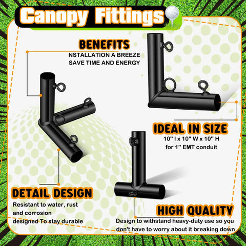 Diagram showing Golf Frame Corner Kit 10 Pieces 1 Inch Plug And Play Canopy Fittings with benefits and uses for home setup.
