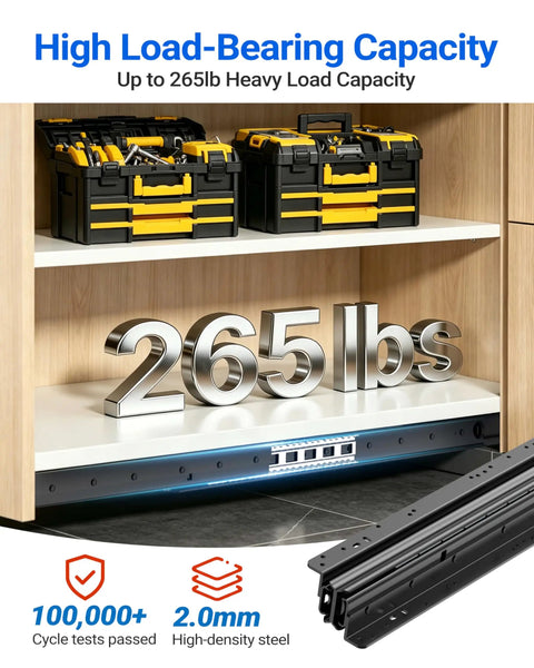 Bottom Mount Drawer Slides Go To Heavy Duty Full Extension Rails 265 Lbs Capacity For Under Stairs Cabinets And Deep Storage 32 Inch