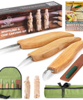 Pro Grade Beginner Friendly Wood Carving Kit For Beginners And Kids With Detail Knife, Chip Knife, Roughing Knife, Strop, Tools