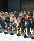 Crowd guided by 12 Sets 34 Inch Parking Cone Delineators With Base And Stanchion Set Adjustable 24 To 34 Inch Posts Plastic Traffic Barriers