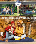 Extra Thick 5 Inch Waterproof Porch Swing Cushions For 60 Inch Three Seater Outdoor Swing With Backrest Ties Navy Blue Fade Resistant