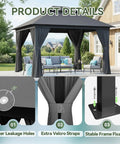 Heavy Duty Outdoor Gazebo for Patio 10x12 with Double Roofs and Metal Frame Mosquito Netting and Privacy Screen displayed outdoors