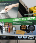 Rolling Outdoor Kitchen Island With Stainless Steel Table Top showing easy cleaning and safety features