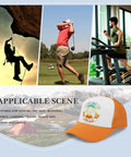 Collage of outdoor activities with Cool Uncle Club Inspired Adjustable Athletic Hat For Women Ultra Breathable Cap in orange