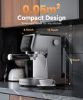 20 Bar Espresso Machine With Milk Frother For Rich Crema At Home, Lightning Fast 30 Second Preheat, 1350W High Pressure Coffee Maker For Cappuccino Latte Mocha, Compact Stainless Steel With 44 Oz Water Tank, Your Perfect Home Barista displayed in kitchen setting