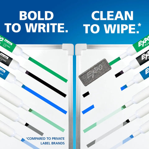 Low Odor Dry Erase Markers With Vibrant Ink And Chisel Tip 16 Count For Whiteboards And Glass Surfaces Shown With Eraser