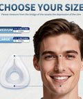 Size guide for 2 Pack Replacement Cushion For AirFit F20 Large CPAP Mask, featuring a smiling man and silicone cushion diagram.