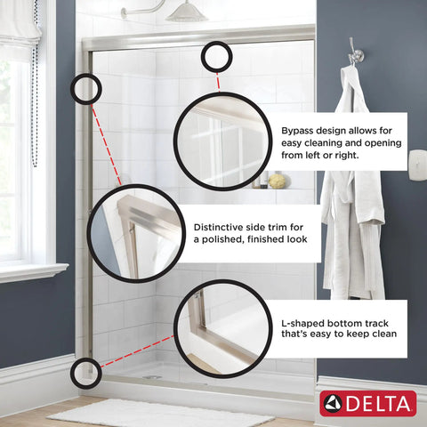 Classic Semi Frameless Sliding Bathtub Enclosure With Clear Tempered Glass And Brushed Nickel Track Slick Traditional Style For A Dang Good Bathroom Refresh Durable Build No Nonsense And Designed To Fit Typical Sixty Inch Bases Great