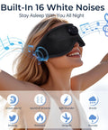 Woman wearing Bluetooth Sleep Mask With White Noise And Wireless Sleep Headphones For Travel Naps Night Shifts And Office Hustle