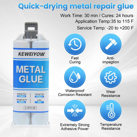 Heavy Duty Metal Repair Glue 1.76oz Epoxy Weld For Quick Bonding Waterproof Cold Weld Liquid Adhesive Bonds Metal Surfaces