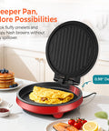 Cachoo 3-in-1 Electric Griddle And Sandwich Maker With Nonstick Coating cooking fluffy omelets on an 8 inch round griddle.