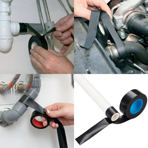 Six Pack Self Fusing Rubber Tape For Electric Cable Splicing And Pipe Water Leak Repair 1 Inch By 10 Feet 6 Rolls in use on pipes and cables