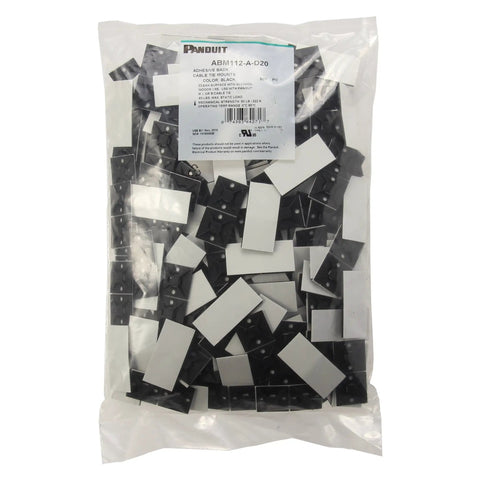 Bag of Adhesive Backed Cable Tie Mounts, 4 Way Black Wire Routing Mounts With Acrylic Tape, 1.12 X 1.12 Inch