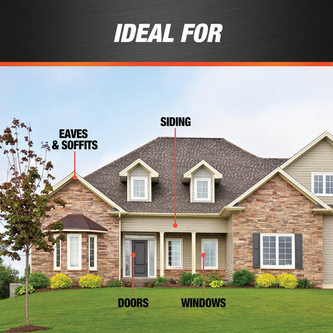 House exterior showing ideal use areas for Dynaflex 230 Pro Elastomeric Sealant White 10.1 Oz including doors, windows, siding.