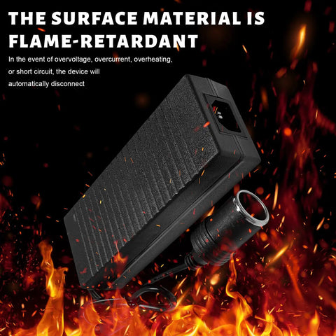 Heavy Duty AC To DC Converter 12V 10A Power Adapter With Thick Cords, flame-retardant surface ideal for safety.