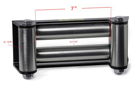 4 Way Winch Roller Fairlead With 10 Inch Universal Mount Off Road Ready Heavy Duty Cable Guide, front view with measurements