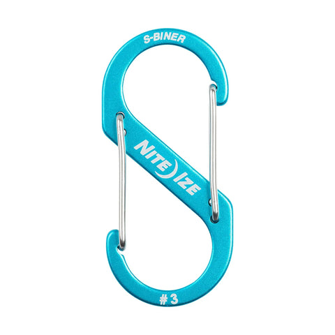 Size 3 S Biner Dual Carabiner Aluminum With Dual Gates And Two Clip Points For Keys Gear Backpack Belt Loop Blue Finish