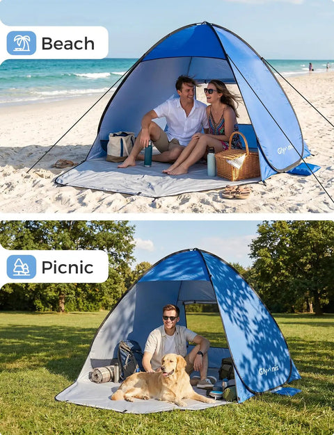 Pop Up Beach Tent Instant Portable Sun Shade Shelter For 1 To 2 People UPF Fifty Plus Protection at beach and park