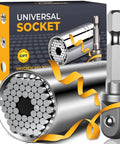Universal Socket Tool Gift Set For Men Stocking Stuffers And Dad Gifts in silver shown with box packaging, ideal for DIY enthusiasts.