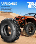 Go Kart Tires 145/70-6 4 Ply Tubeless Directional Tread For Sand Mud Trail Replacement Set Pack Of 2 with ATV backdrop