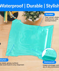 Teal Poly Mailers 19x24 Inch 110 Pack Non Padded Self Sealing Shipping Bags for Clothing shown on a wooden surface