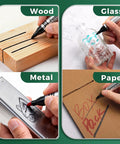 Heavy Duty Permanent Markers With Smooth Fine Tips In Bold Black Red Blue And Green feature on wood, metal, glass, and paper surfaces.