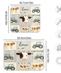 Farm Themed Dish Drying Mat With Cows And Tractor Design, Extra Large 18x24 Inches, shown with size dimensions for two options
