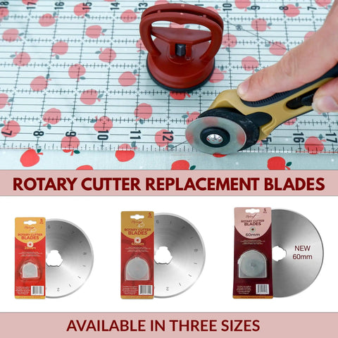 28mm Rotary Cutter Replacement Blades Set With 5 Tungsten Steel Blades For Thick Fabric Leather Felt And Vinyl Razor Sharp Durable Spare Blades Compatible With Fiskars Olfa Clover And More, showcasing rotary cutter in use and packaging