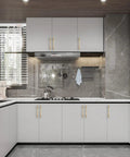Modern kitchen with 30 Pack 5 Inch Brushed Brass Kitchen Cabinet Handles Gold Cabinet Pulls Hardware Set For Cupboard And Drawer Cabinets