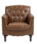 Single chair from the Faux Leather Accent Chairs Set Of 2 For Living Room And Bedroom - Comfy Club Armchairs With Button Tufting, Brown Upholstery