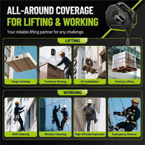 Heavy Duty Rechargeable Electric Hoist Winch With Remote Control Up to 300kg Load Capacity And 14m Min Speed for various lifting tasks.