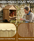Gold Standard 3 Pack Wooden Chicken Nesting Boxes for Laying Eggs Farmhouse Series shown in use with hen and weather-resistant wood