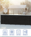8Ft Firewood Rack With Cover For Outdoor Wood Storage Heavy Duty Beefy Steel Construction in snowy backyard setting.