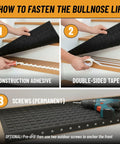 Steps for attaching Outdoor Bullnose Stair Treads Heavy Duty Non Slip Mats For Concrete Brick And Textured Steps with adhesives and screws