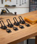 4 Pc Heavy Duty Toggle Clamp Latch Set With Adjustable Stainless Steel Quick Release Pull Latches, 200 Kg Holding Capacity on table